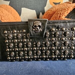 Black Skull Studded Clutch